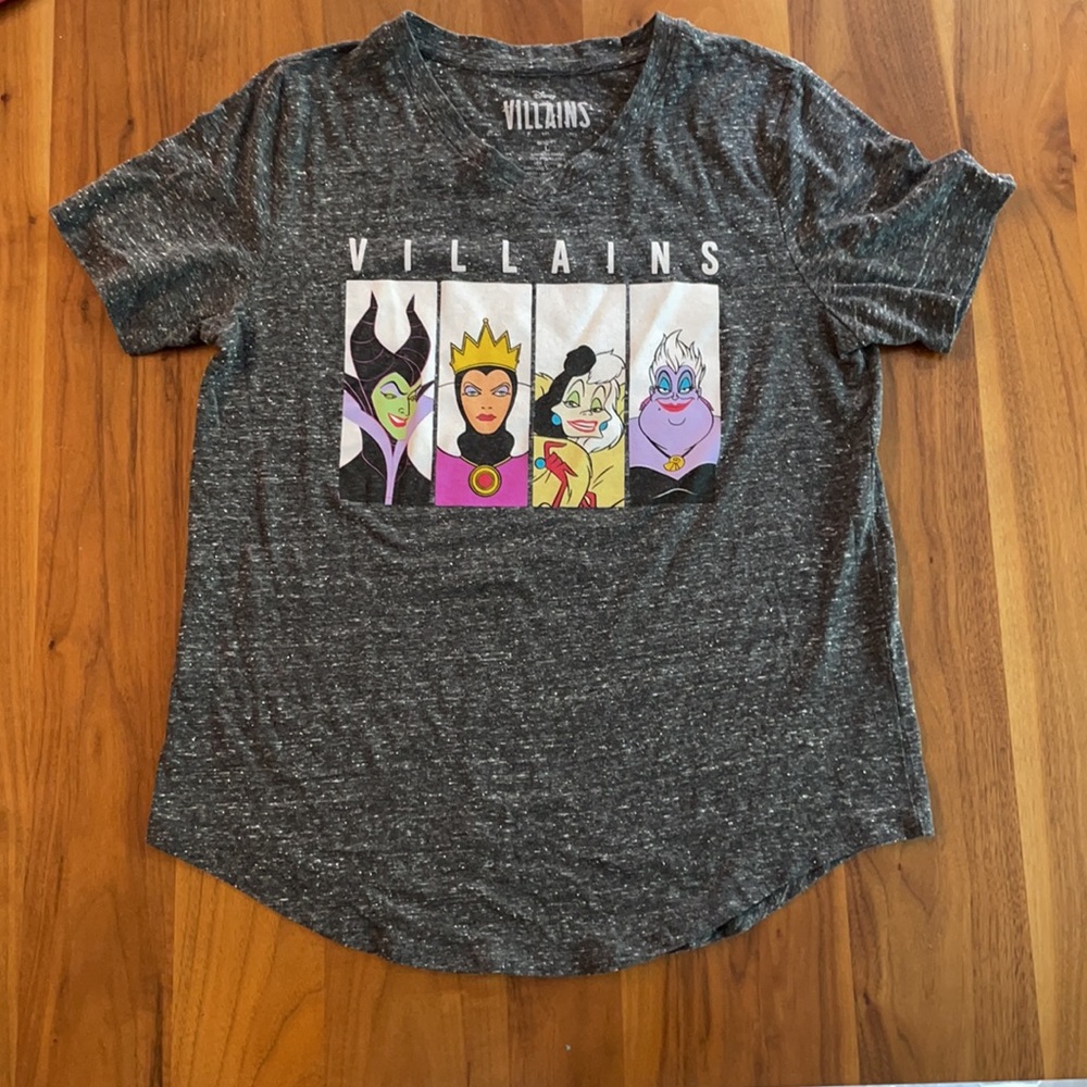 Disney Villains dark gray space dye v-neck t shirt